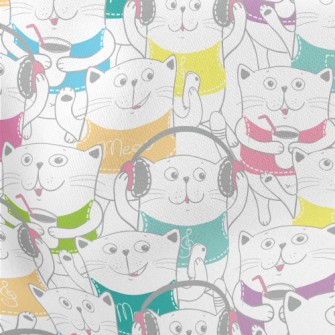Modern Life Cat Lightweight Cotton Poplin