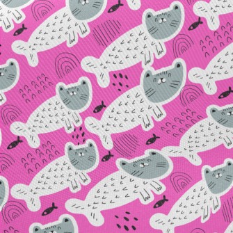 Cute Cat Mermaid Midweight Cotton Poplin