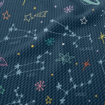 Hand Drawn Constellation Map Birdseye Piqué
