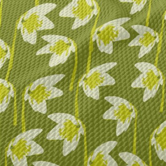 Abstract Green Flower Birdseye Piqué