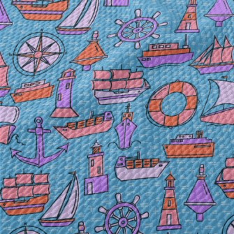Cartoon Style Ship Birdseye Piqué