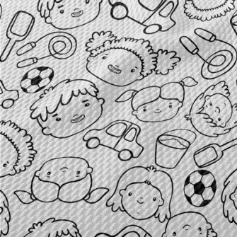 Happy Hand Drawn Children Birdseye Piqué