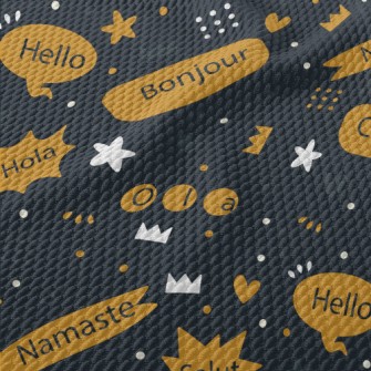 Hello In Multiple Languages Birdseye Piqué