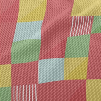 Geometric Colorful Squares Birdseye Piqué