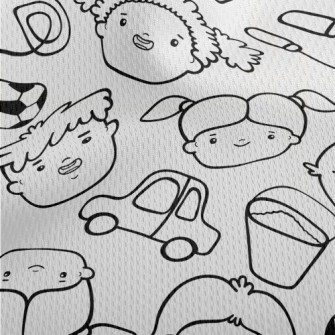 Happy Hand Drawn Children Athletic Mesh Flat Back