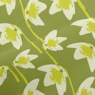 Abstract Green Flower Performance Linen