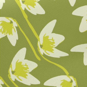 Abstract Green Flower Twill