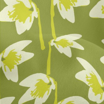 Abstract Green Flower Lightweight Performance Linen