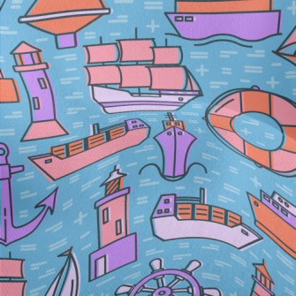 Cartoon Style Ship Lightweight Performance Linen
