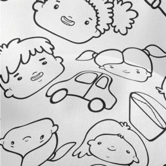 Happy Hand Drawn Children Lightweight Performance Linen