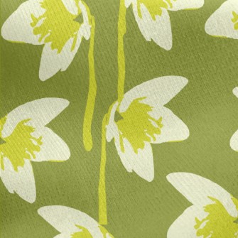 Abstract Green Flower Jersey Backed Fleece
