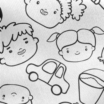 Happy Hand Drawn Children Jersey Backed Fleece