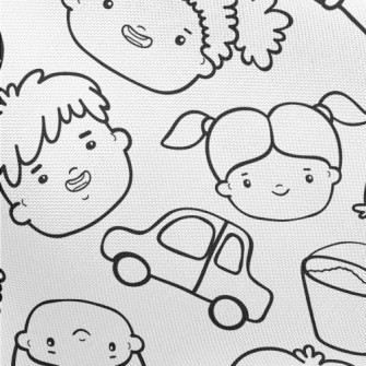 Happy Hand Drawn Children Pongee