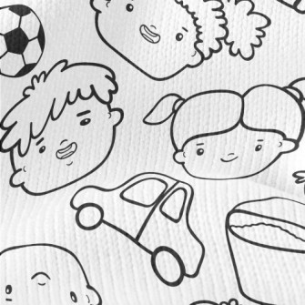 Happy Hand Drawn Children Stretch Jersey