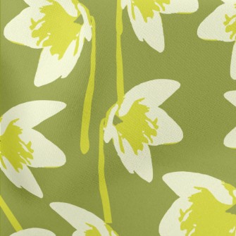 Abstract Green Flower Lightweight Cotton Poplin