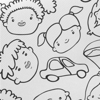 Happy Hand Drawn Children Midweight Cotton Poplin
