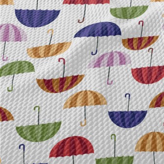 Autumn Colored Umbrellas Birdseye Piqué