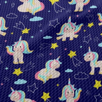 Cute Rainbow Unicorn Birdseye Piqué