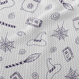 Hand Drawn Simple Witch Elemen Birdseye Piqué