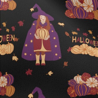 Halloween Witch Holding Pumpki Chiffon