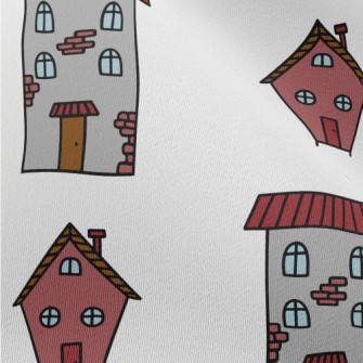 Hand Drawn Cartoon Houses Chiffon