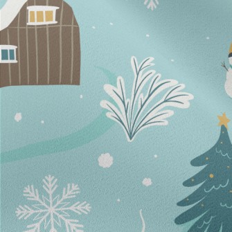 Winter Snowman With Snowflakes Chiffon