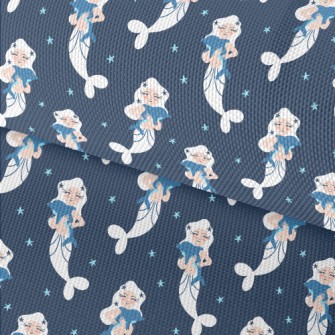 White Mermaid Hugging Dolphin Waterproof Oxford