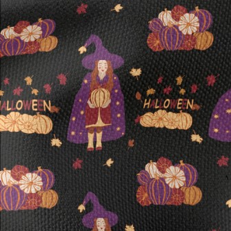 Halloween Witch Holding Pumpki Waterproof Canvas