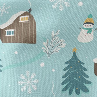 Winter Snowman With Snowflakes Waterproof Canvas