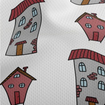 Hand Drawn Cartoon Houses Athletic Mesh Flat Back