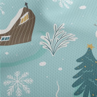 Winter Snowman With Snowflakes Athletic Mesh Flat Back