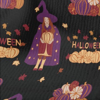 Halloween Witch Holding Pumpki Terry