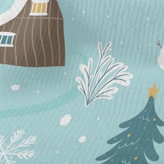 Winter Snowman With Snowflakes Terry