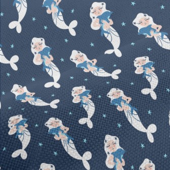 White Mermaid Hugging Dolphin Performance Linen