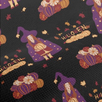 Halloween Witch Holding Pumpki Performance Linen