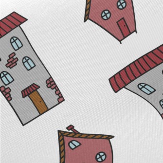 Hand Drawn Cartoon Houses Twill