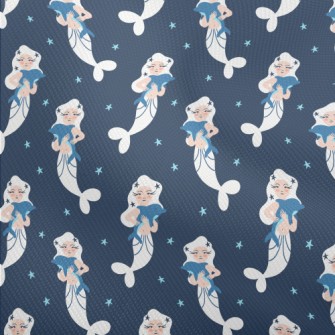 White Mermaid Hugging Dolphin Dobby