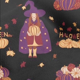 Halloween Witch Holding Pumpki Micro Fleece