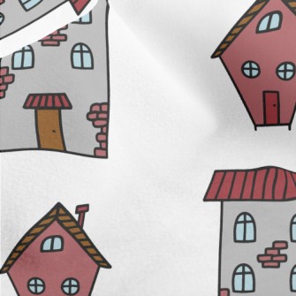 Hand Drawn Cartoon Houses Micro Fleece