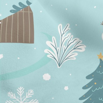 Winter Snowman With Snowflakes Micro Fleece