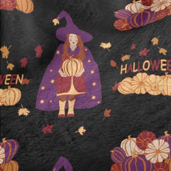 Halloween Witch Holding Pumpki Minky