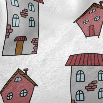 Hand Drawn Cartoon Houses Minky