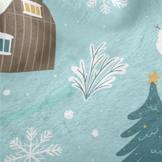 Winter Snowman With Snowflakes Minky