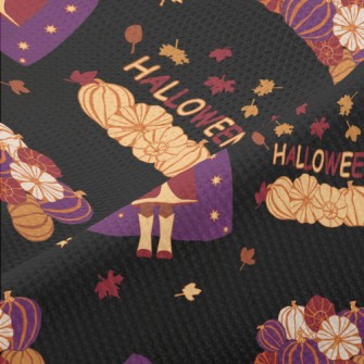 Halloween Witch Holding Pumpki Piqué