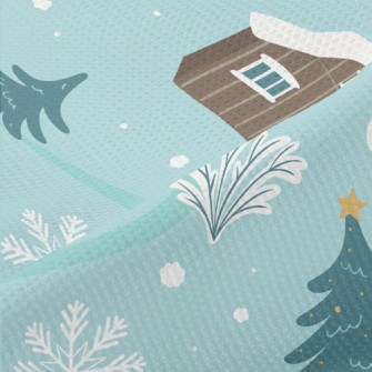 Winter Snowman With Snowflakes Piqué