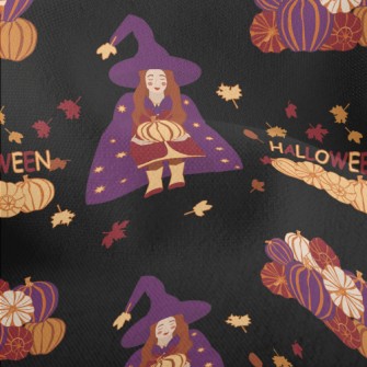 Halloween Witch Holding Pumpki Lightweight Performance Linen