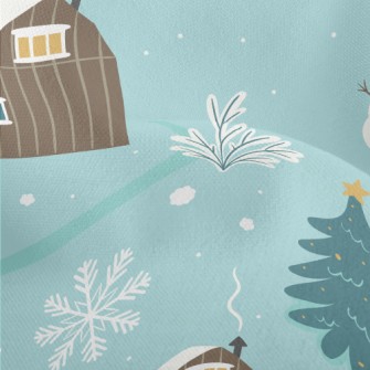 Winter Snowman With Snowflakes Lightweight Performance Linen