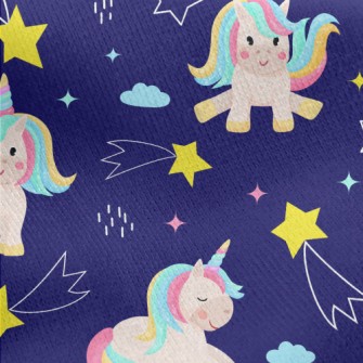 Cute Rainbow Unicorn Jersey Backed Fleece