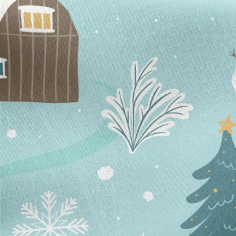 Winter Snowman With Snowflakes Jersey Backed Fleece