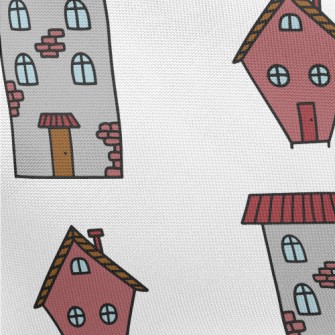 Hand Drawn Cartoon Houses Pongee